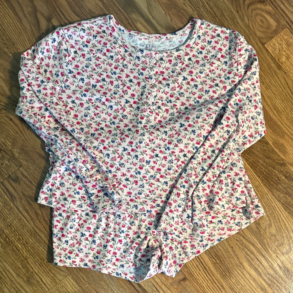 GAP Kids Floral Pajama Set - Pink and White